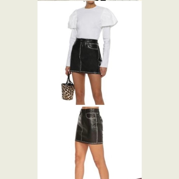 NWT FRAME Leather Mini Skirt Size 24 - Picture 1 of 6